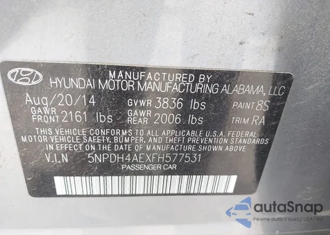 2015 Hyundai Elantra Se из США, поврежденный, VIN 5NPDH4AEXFH577531